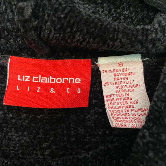 Super soft black Liz Claiborne long sweater. - Picture 3 of 3